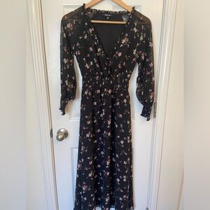 Madewell Georgette Smocked Midi Dress in Backyard Blooms - Size xxs